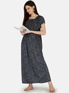 Be You Women Printed Satin Maxi Nightdress