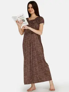 Be You Women Printed Satin Maxi Nightdress