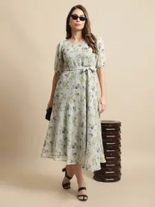 Fabflee Floral Georgette A-Line Dress