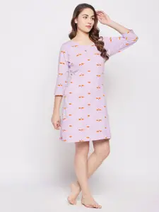 Clovia Women Fish Print Short Pure Cotton Nightdress