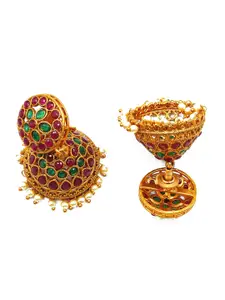 GRIIHAM Gold Plated Contemporary Jhumkas Earrings