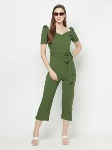 Purple State Sweetheart Neck Short Sleeves Capri Jumpsuit