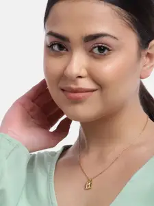 Carlton London Women 18K Gold-Plated Pendant With Chain & Gift Card