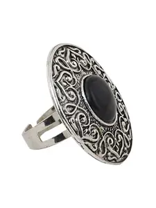 TEEJH Nayana Oxidised & Stone Studded Adjustable Finger Ring