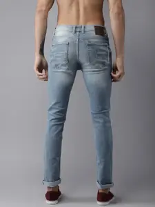 Flying Machine Men Blue Skinny Fit Mid-Rise Mildly Distressed Stretchable Jeans