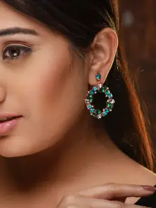 Priyaasi Gold Pated Contemporary Drop Earrings