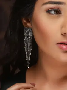 Priyaasi Silver-Plated Contemporary Drop Earrings