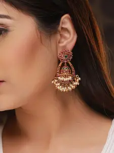 Priyaasi Gold-Plated Contemporary Jhumka Earrings
