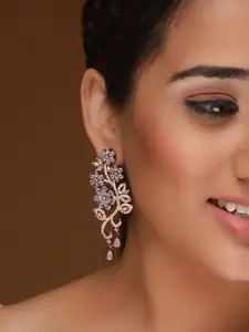 Priyaasi Rose Gold-Plated Contemporary Drop Earrings