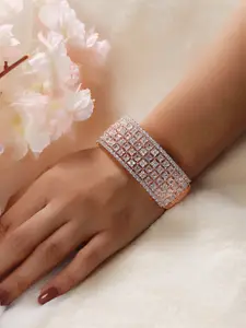 Priyaasi Women American Diamond Rose Gold-Plated Bangle-Style Bracelet
