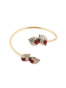 Estele Women Gold-Plated Crystals Antique Bangle-Style Bracelet