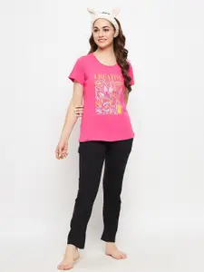 Clovia Women Printed Pure Cotton Lounge T-Shirt