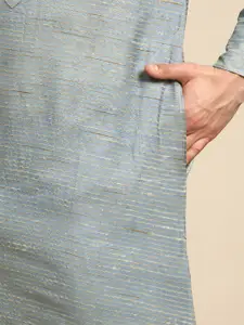 RAJUBHAI HARGOVINDAS Men Striped Silk Kurta