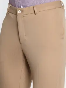 Blackberrys TechPro Men Beige Striped Formal Trouser