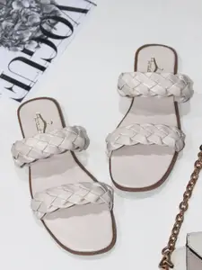 Brauch Women Woven Design Open Toe Flats