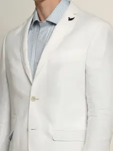Blackberrys Men Slim-Fit Linen Single-Breasted Casual Blazer