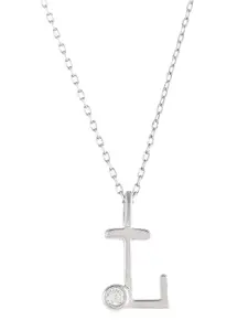 Studio Voylla 925 Sterling Silver-Plated CZ-Studded Pendant With Chain