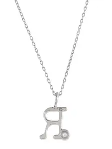 Studio Voylla Silver-Plated CZ-Studded & Alphabet-Charm Pendant With Chain