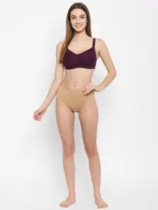 Floret Pack of 2 Non Padded Non-Wired Cotton Full Coverage Everyday Bra With Moulded Cups