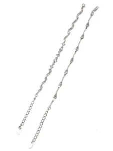 YouBella Women Set of 2 Silver-Plated Link Bracelet