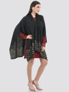 American Eye Women Acrylic Open Front Printed Shrug