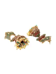 PANASH Gold-Plated Handpainted Dome Shaped Jhumkas