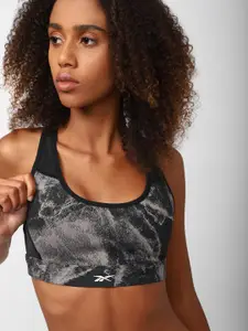 Reebok Reebok Lux Racer Jacquard Lightly Padded & Non-Wired Racerback Seamless Workout Bra