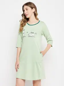 Clovia Printed Short Cotton Nightdress