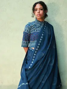 Chidiyaa Ethnic Motifs Printed Pure Cotton Block Print Saree