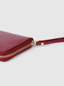 Allen Solly Women Solid PU Zip Around Wallet With A Wrist Loop