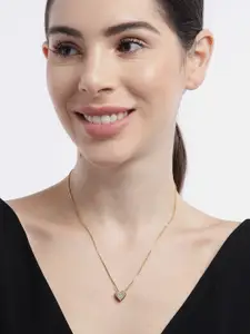 Carlton London 18K Gold-Plated Heart Shaped Cubic Zirconia Pendant With Chain