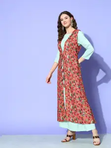 InWeave Sassy Rust Kalamkari Printed Transitional Layers Longline Shrug