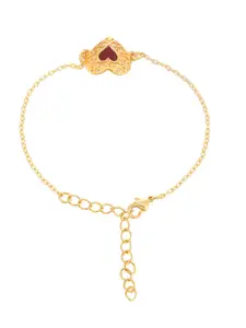 Voylla Women Brass Gold-Plated Valentine's Day Collection Cutwork Hearts Link Bracelet