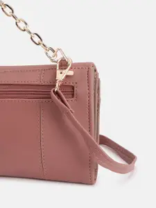 Baggit Women Solid PU Envelope Wallet With Wrist Loop & Sling Strap