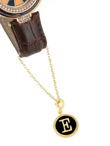 Voylla Gold-Plated Alphabet E Black Pendant