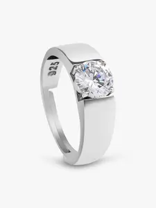 March by FableStreet Silver Zircon Classic Couple Rings