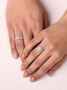 March by FableStreet Silver Gleaming Love Couple Rings