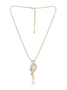 Estele Gold Plated Splendid Pendant Set with Pearl & Crystals