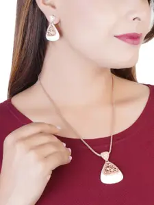 Estele Rose Gold Plated Splendid Pendant Necklace Set