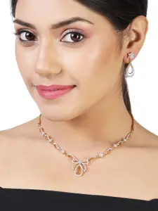 Estele Gold Plated CZ Beautiful Designer Necklace Set