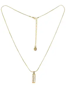 Estele Gold Plated Cuboid Bar Designer Pendant Set with Crystals