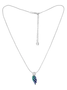 Estele Rhodium Plated Petiole Designer Pendant Set with Pearl