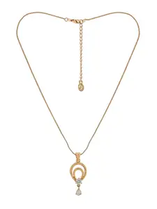 Estele Gold Plated CZ Magnificent Pendant Necklace Set