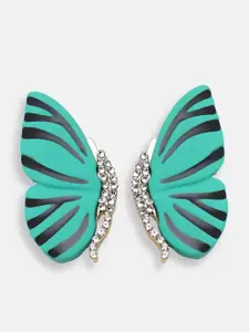 SOHI Gold-Plated Contemporary Studs Earrings