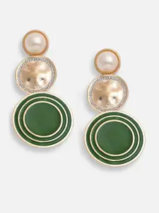 SOHI Gold-Plated Contemporary Drop Earrings