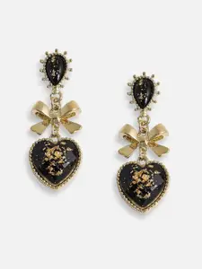 SOHI Gold-Plated Contemporary Drop Earrings