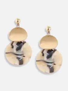 SOHI Gold-Toned Contemporary Drop Earrings