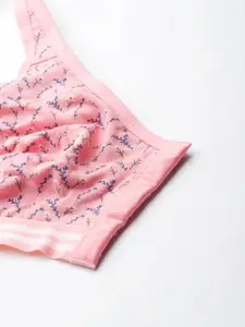 Sztori Plus Size Medium Coverage Floral Non-Wired T-Shirt Bra