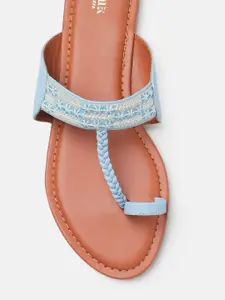 Anouk Women Woven Design T-Strap Flats