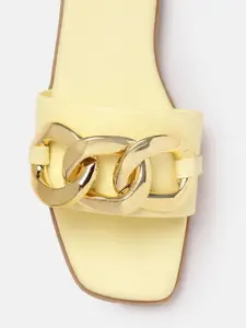 DressBerry Women Chain Embellished Open Toe Flats